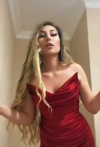 Sexy Irem Cennet in Red Dress