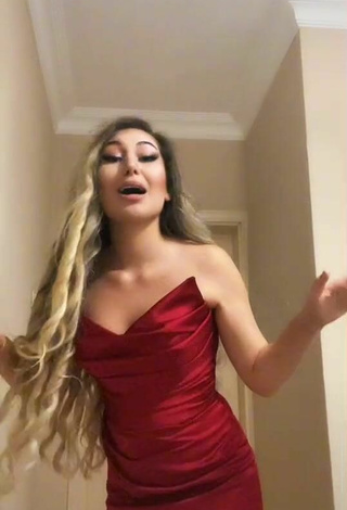 6. Sexy Irem Cennet in Red Dress