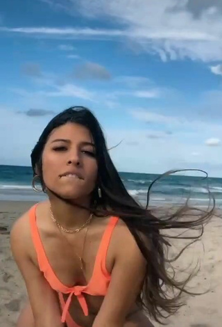 4. Breathtaking Jesca Jimenez in Orange Bikini at the Beach
