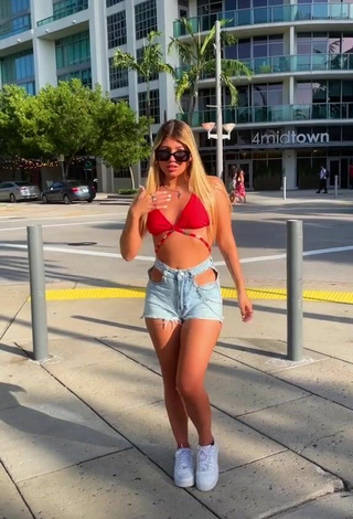 Hot Jesca Jimenez in Red Bikini Top in a Street