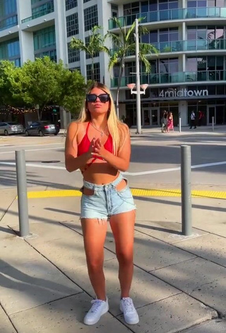 2. Hot Jesca Jimenez in Red Bikini Top in a Street