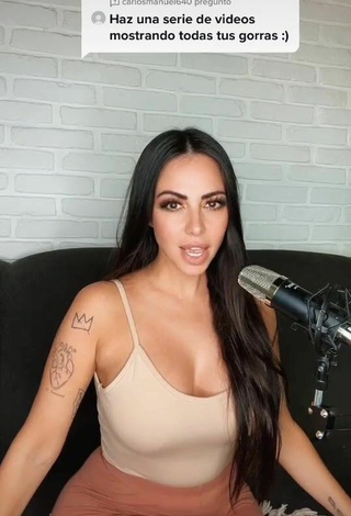 Sexy Jimena Sánchez Shows Cleavage in Beige Top