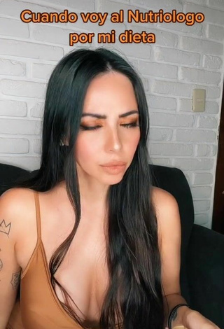 Sexy Jimena Sánchez Shows Cleavage in Brown Dress