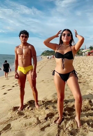 Hot Katia Nabil in Black Bikini at the Beach