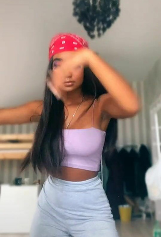 Sexy Elizabeth Anorue in Purple Tube Top and Bouncing Boobs