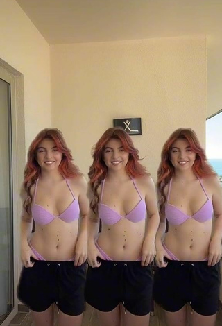 Sexy Lorena Visan in Purple Bikini Top