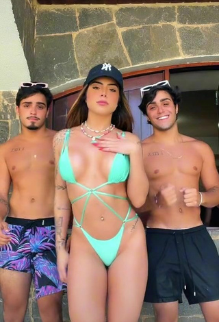 Hot Luana Targinno Shows Cleavage in Green Bikini