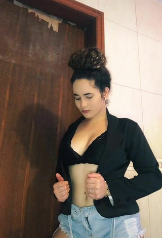 Hot Michele Monteiro Shows Cleavage in Black Bra