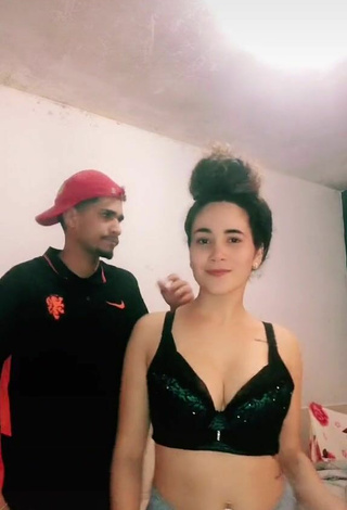 Sexy Michele Monteiro Shows Cleavage in Black Sport Bra