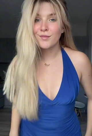 Sexy Monika Muratova in Blue Dress