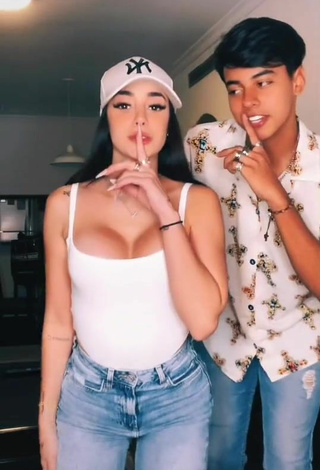 3. Sexy Poleth Villalba Shows Cleavage in White Top