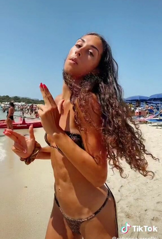 3. Hot Rebecca Orsolini in Leopard Bikini at the Beach