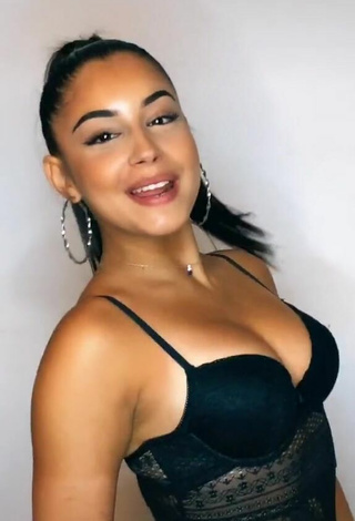Sexy Sofia Chawki Shows Cleavage in Black Top and Bouncing Breasts