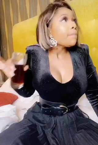 Beautiful Tacha Shows Cleavage in Sexy Black Dress
