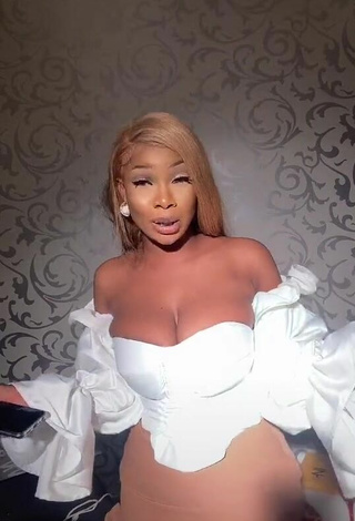 Hot Tacha Shows Cleavage in White Crop Top