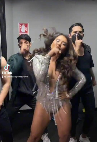 3. Sexy Thamara Gómez Shows Cleavage in Silver Bodysuit