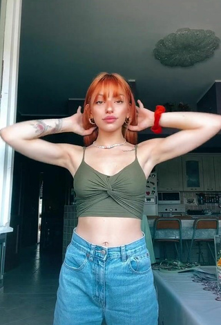 Hottie Valentiina in Olive Crop Top and Bouncing Tits