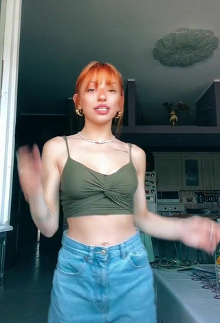 2. Hottie Valentiina in Olive Crop Top and Bouncing Tits