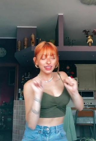 3. Hottie Valentiina in Olive Crop Top and Bouncing Tits