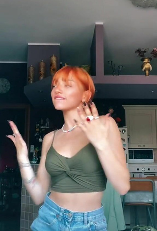4. Hottie Valentiina in Olive Crop Top and Bouncing Tits