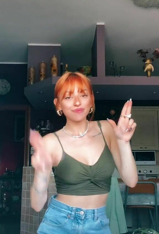 6. Hottie Valentiina in Olive Crop Top and Bouncing Tits
