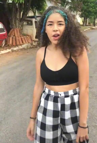 Sexy Mily in Black Crop Top in a Street