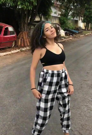2. Sexy Mily in Black Crop Top in a Street