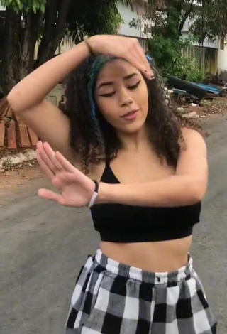 3. Sexy Mily in Black Crop Top in a Street