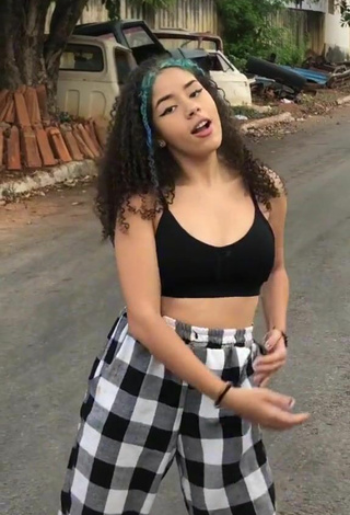 4. Sexy Mily in Black Crop Top in a Street