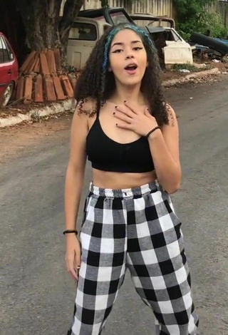 5. Sexy Mily in Black Crop Top in a Street