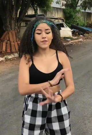 6. Sexy Mily in Black Crop Top in a Street