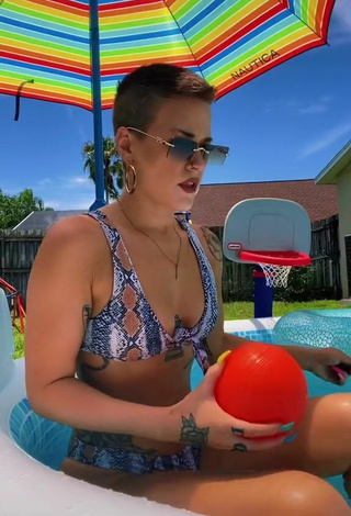 Sexy Aaryn MJ in Snake Print Bikini at the Pool