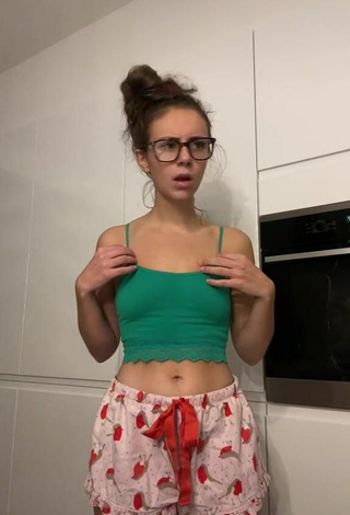 6. Beautiful Abi Chatten in Sexy Green Crop Top