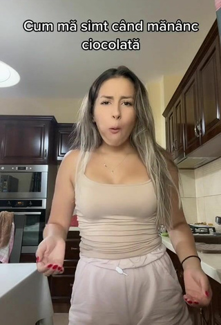 3. Cute Andreeacorb Shows Cleavage in Beige Top and Bouncing Boobs