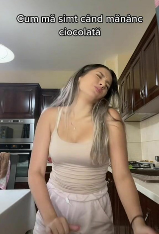 4. Cute Andreeacorb Shows Cleavage in Beige Top and Bouncing Boobs