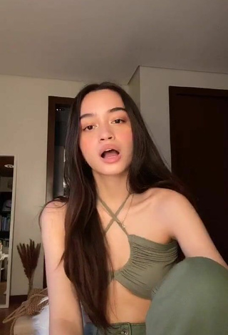 2. Sexy Angelina Montano in Olive Crop Top