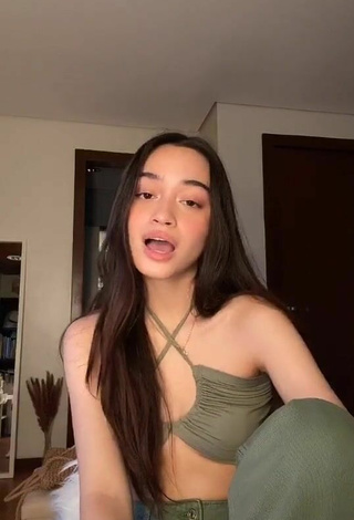 3. Sexy Angelina Montano in Olive Crop Top