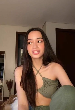 4. Sexy Angelina Montano in Olive Crop Top