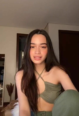 6. Sexy Angelina Montano in Olive Crop Top