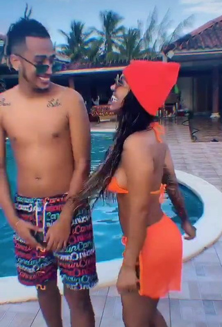 6. Beautiful Anyuri Lozano in Sexy Electric Orange Bikini Top at the Pool