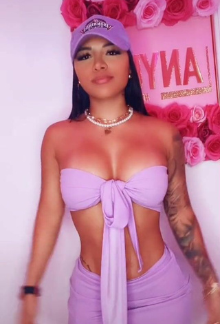 2. Beautiful Anyuri Lozano Shows Cleavage in Sexy Purple Crop Top
