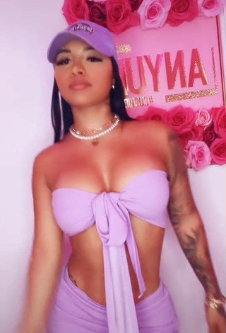 3. Beautiful Anyuri Lozano Shows Cleavage in Sexy Purple Crop Top