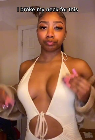 Sexy Benita Jadah Shows Cleavage in White Dress and Bouncing Boobs