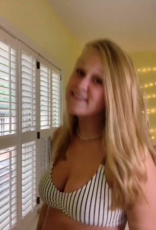 5. Beautiful Caiti Mackenzie Shows Cleavage in Sexy Striped Bikini Top and Bouncing Breasts