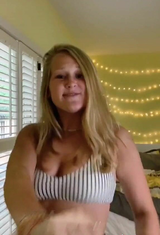 6. Beautiful Caiti Mackenzie Shows Cleavage in Sexy Striped Bikini Top and Bouncing Breasts