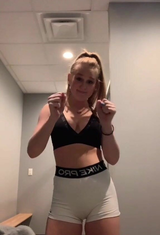 3. Sweetie Caiti Mackenzie Shows Cleavage in Black Sport Bra and Bouncing Tits