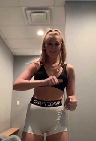6. Sweetie Caiti Mackenzie Shows Cleavage in Black Sport Bra and Bouncing Tits