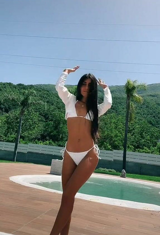 Cute Dalila Cascone in White Bikini at the Pool