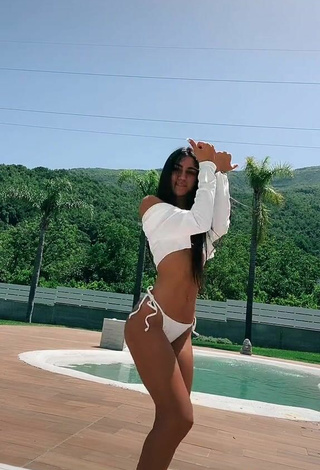 5. Cute Dalila Cascone in White Bikini at the Pool