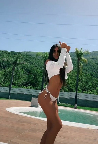 6. Cute Dalila Cascone in White Bikini at the Pool